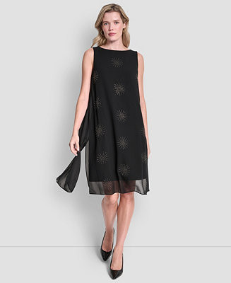 DKNY Women's Sleeveless Hotfix Chiffon Overlay Dress - Macy's | Macy's