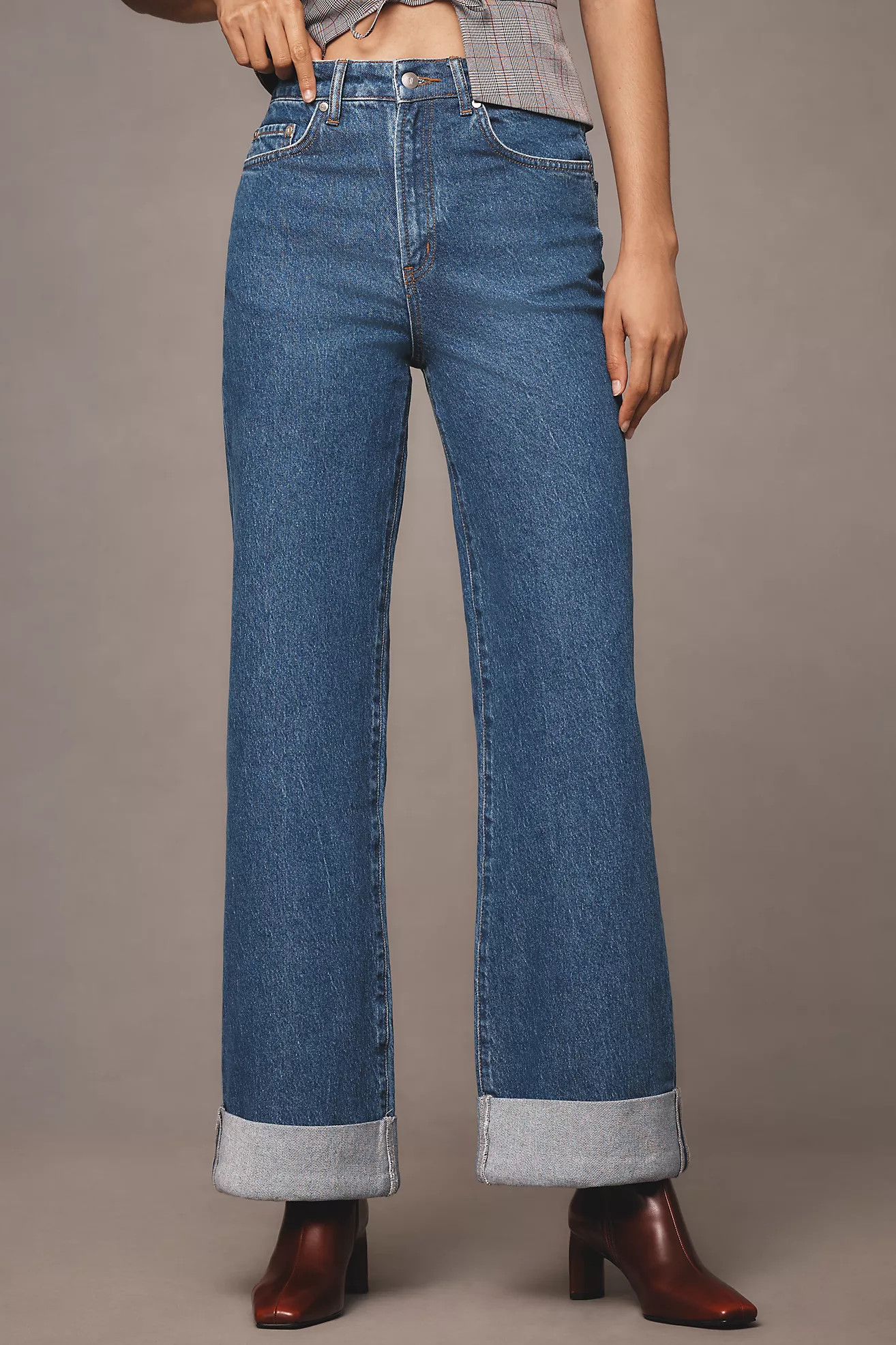 The Austyn High-Rise Cuffed Wide-Leg Jeans by Pilcro | Anthropologie (US)