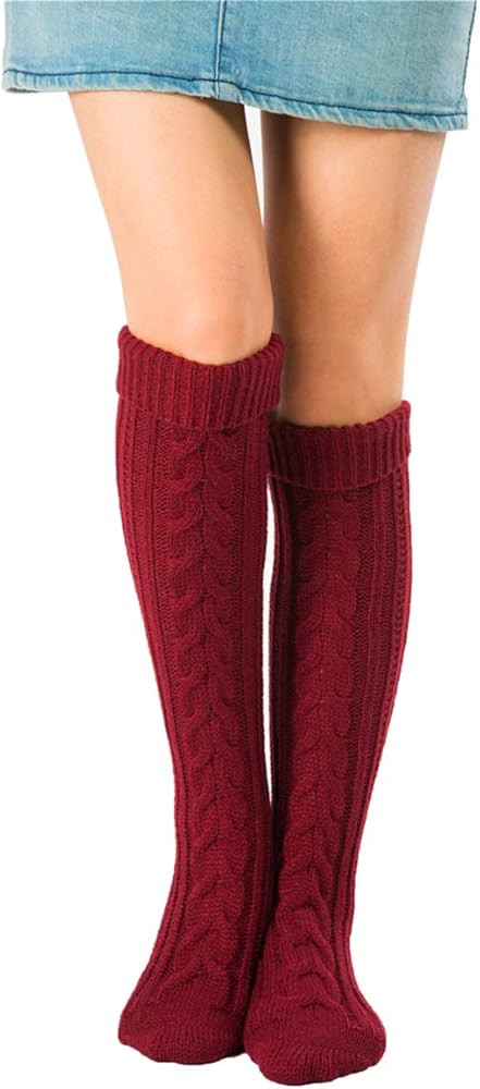 SherryDC Women's Cable Knit Long Boot Stocking Socks Knee High Winter Leg Warmers | Amazon (US)