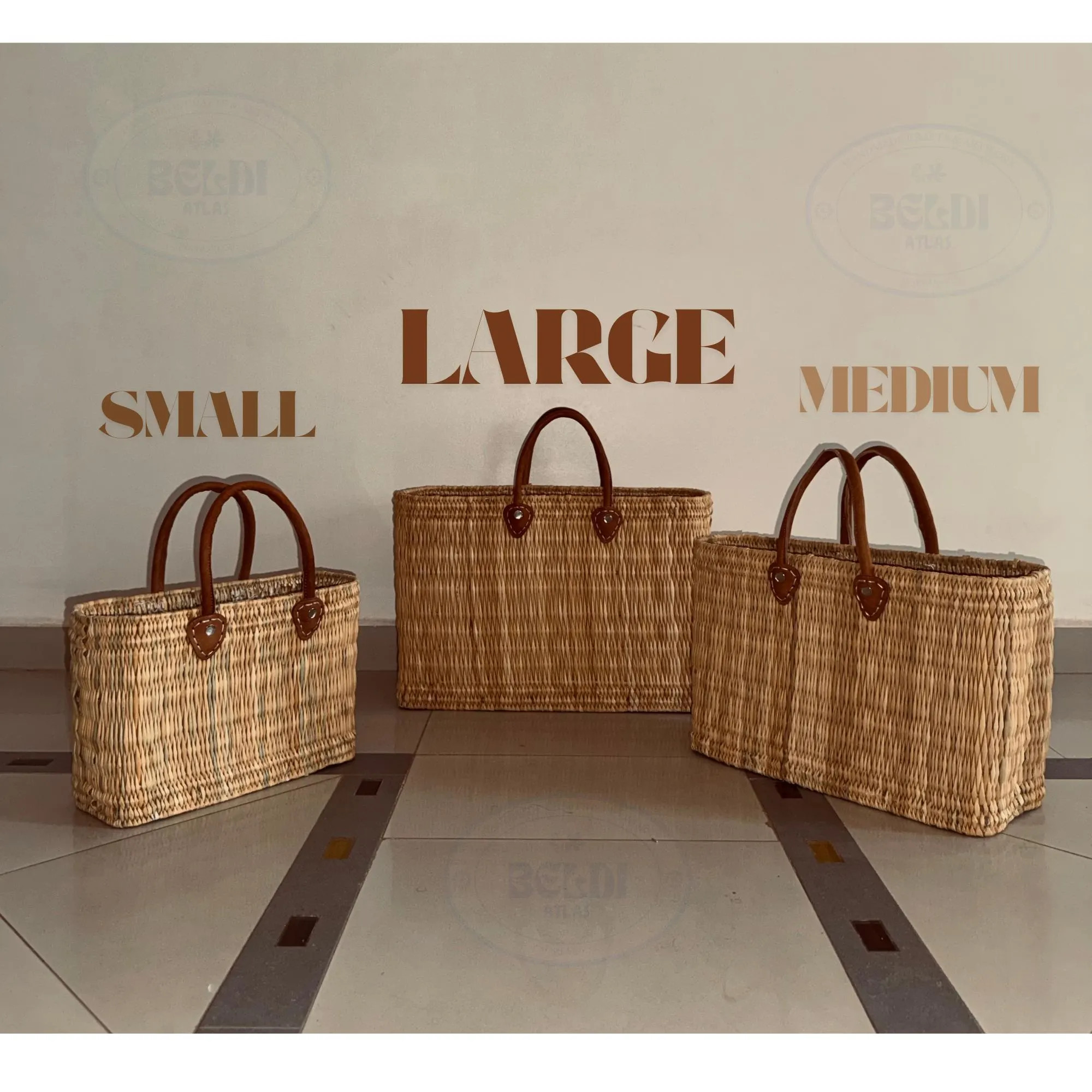 Handmade Woven Moroccan Market Basket with Leather Handles | Etsy (Global)