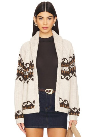 The Great The Greek Key Lodge Cardigan in Cream & Driftwood from Revolve.com | Revolve Clothing (Global)