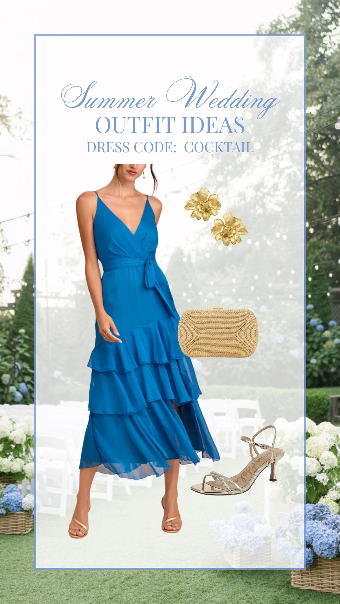 Summer cocktail wedding guest outfit!