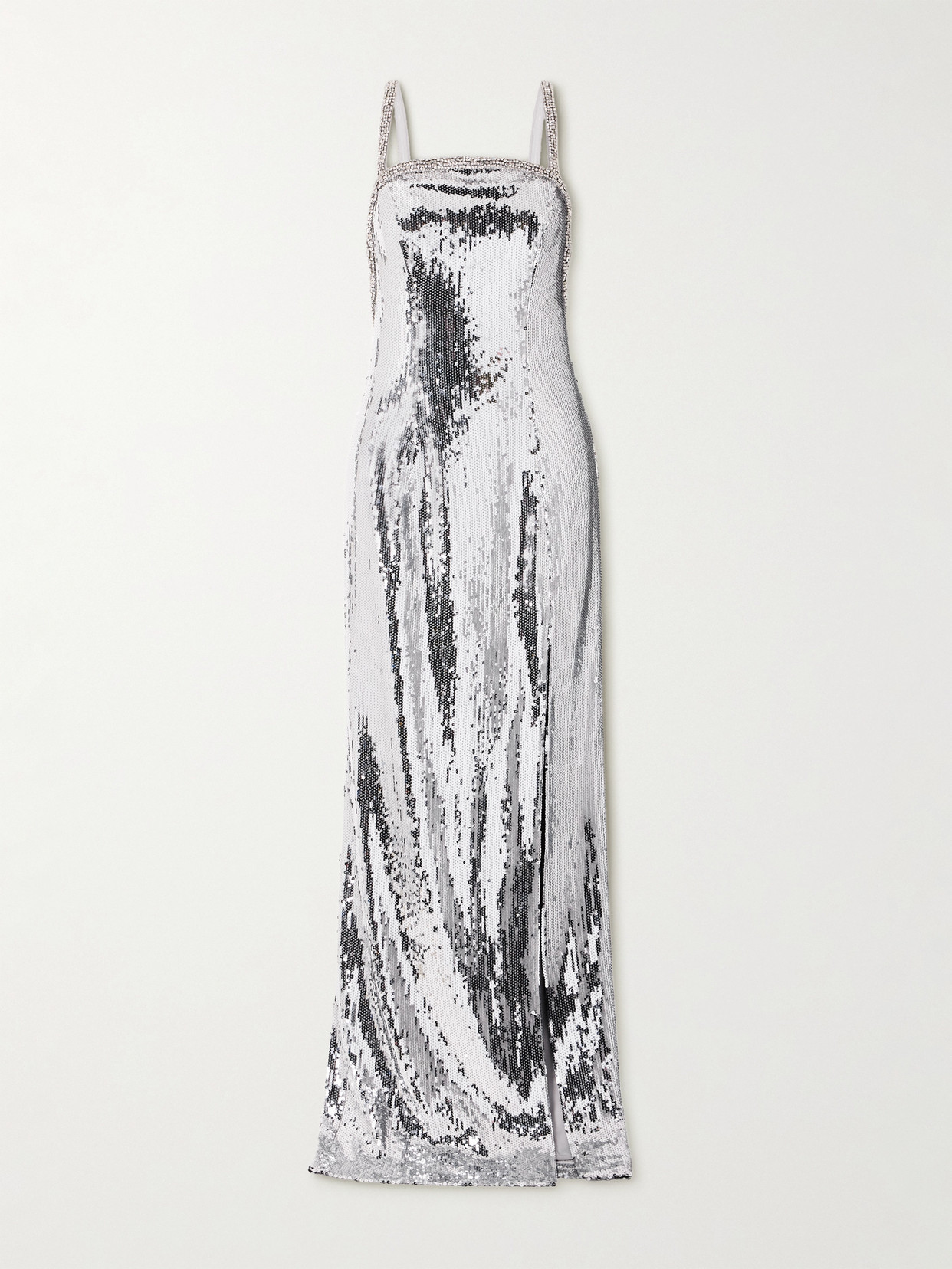 Rebecca Vallance - Olympia Open-back Crystal-embellished Sequined Mesh Gown - Silver | NET-A-PORTER (US)