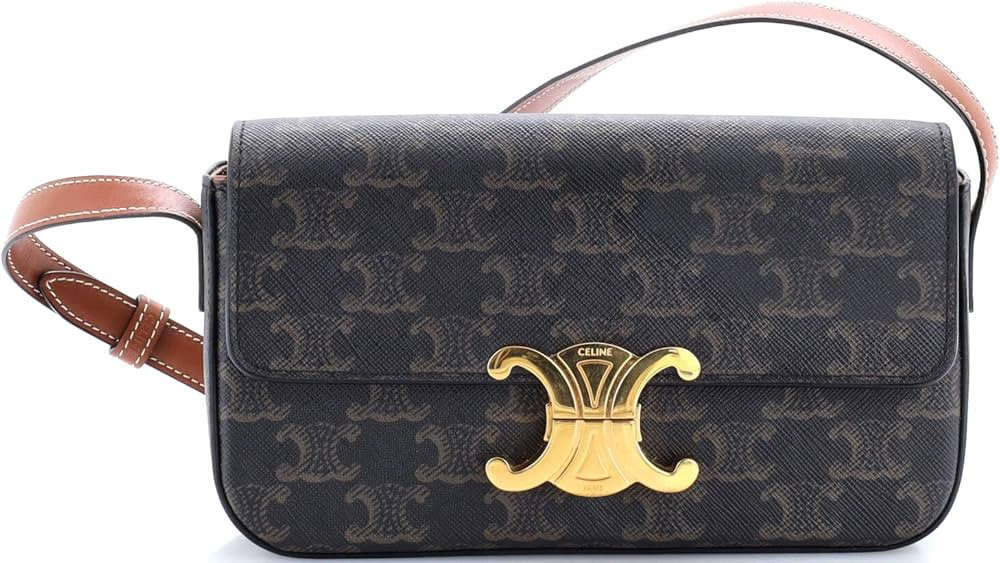 Amazon.com: Celine, Pre-Loved Triomphe East-West Shoulder Bag Triomphe Coated Canvas, Brown : Lux... | Amazon (US)