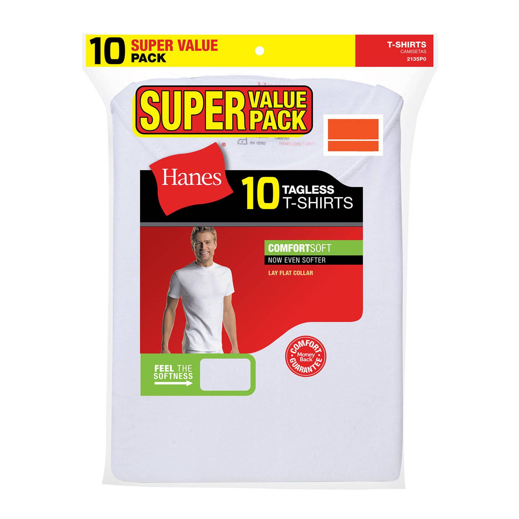 Hanes Mens ComfortSoft White Crewneck T-Shirt, SUPER VALUE 10-Pack | Walmart (US)