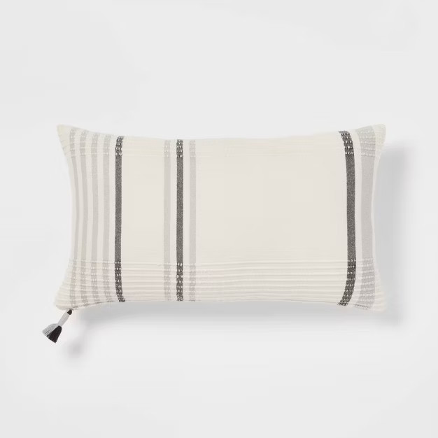 Oversized Woven Striped Lumbar Throw Pillow with Tassel Zipper - Threshold™ | Target
