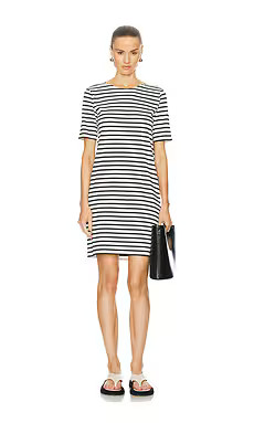 Kule The Tee Dress in Cream & Navy from Revolve.com | Revolve Clothing (Global)