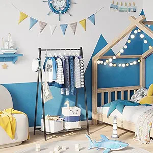 Bestier Kids Clothing Rack, Kids Garment Rack with Storage Shelf, Steel Costumes Clothes Hanging ... | Amazon (US)