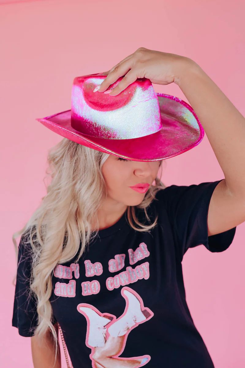 Bristol Metallic Cowgirl Hat - Fuchsia | Whiskey Darling Boutique