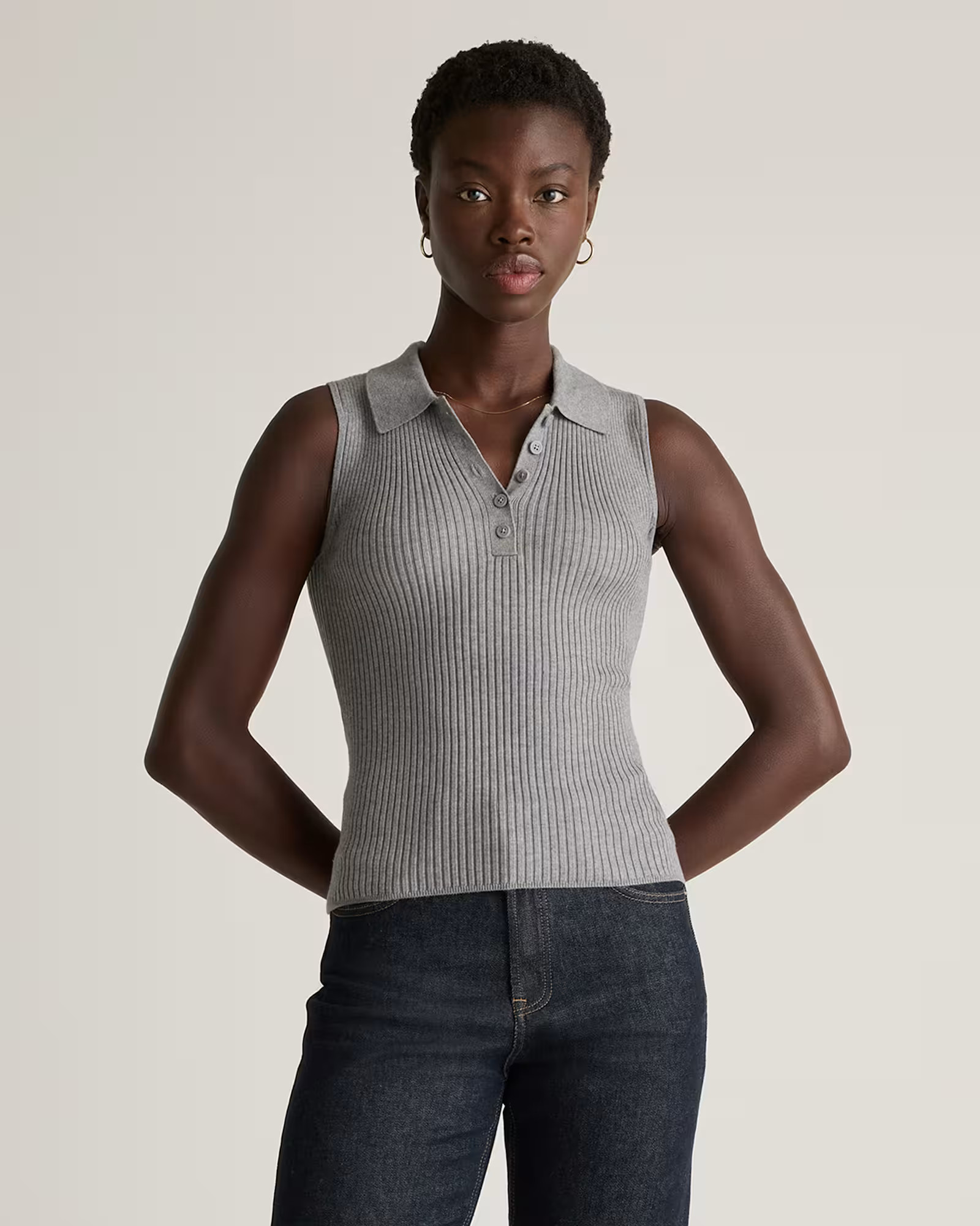 Eco-Knit Polo Sweater Tank | Quince