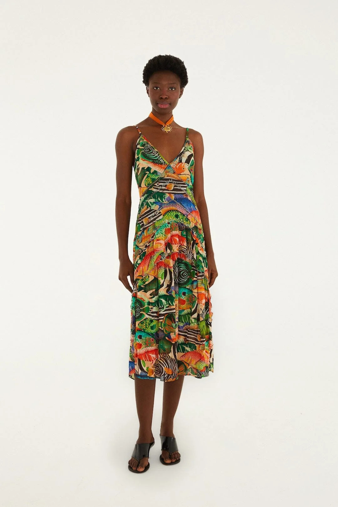 Multicolor Fish Sea Sleeveless Midi Dress | FARM Rio | FarmRio (US)