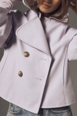 Maeve Cropped Swingy Wool-Blend Peacoat | Anthropologie (US)