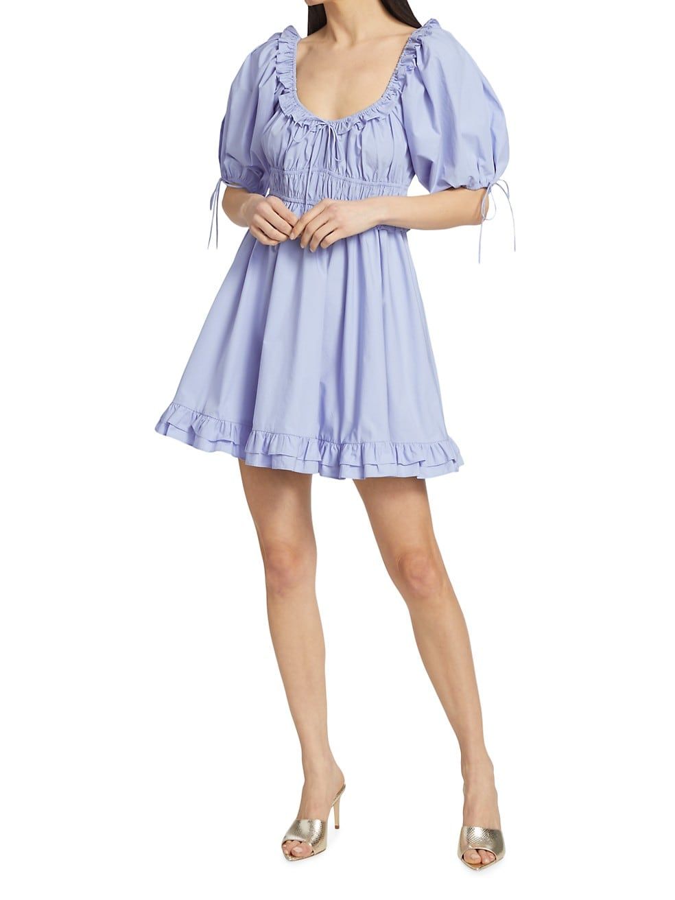 Danielle Smocked Puff-Sleeve Minidress | Saks Fifth Avenue