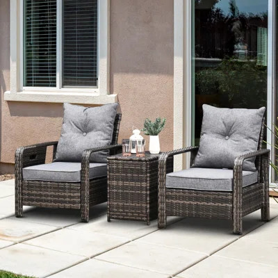 Coury 3 Piece Rattan Seating Group with Cushions Latitude Run | Wayfair North America