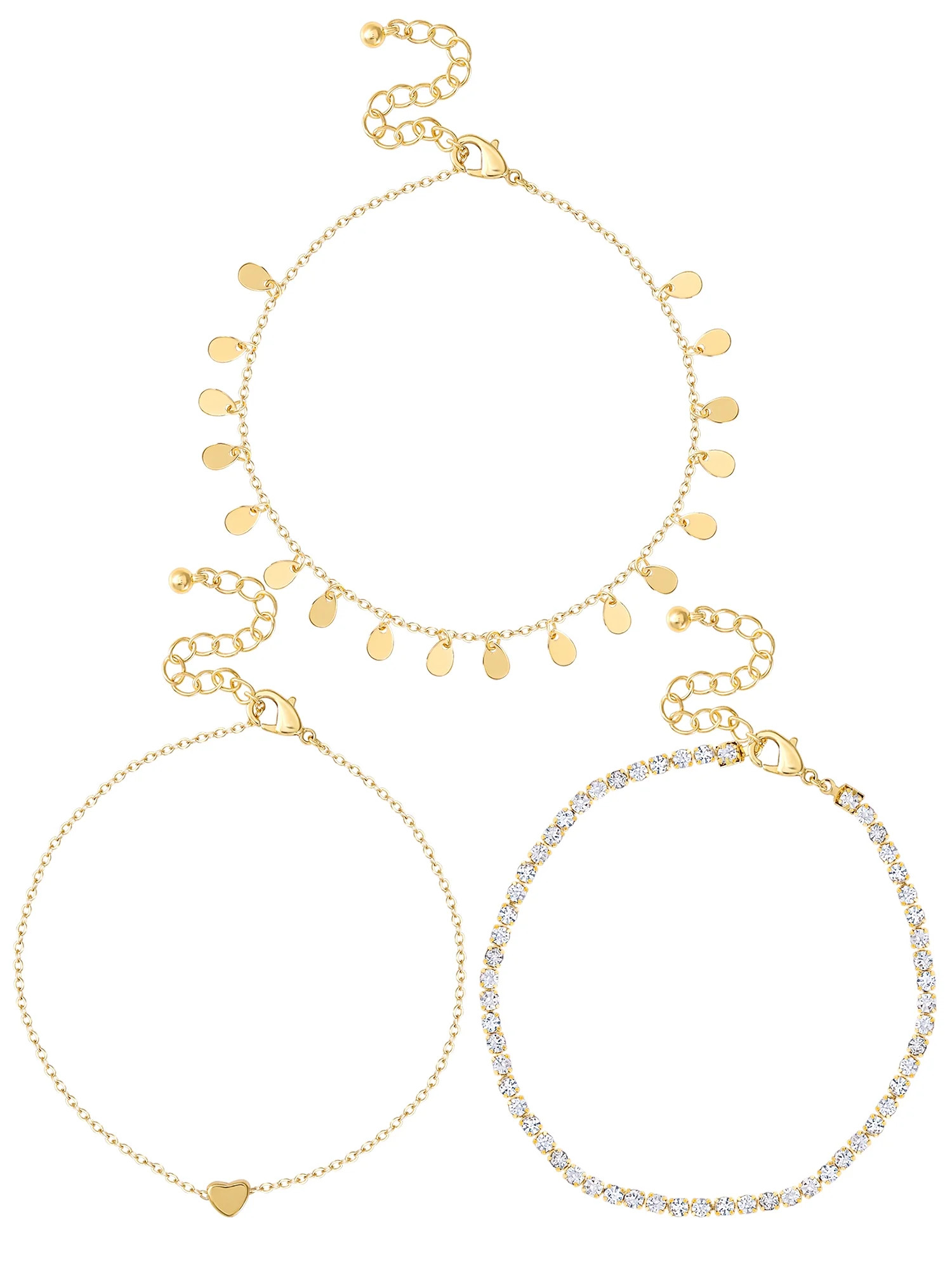 Jessica Simpson Women's Heart Anklet Set, 3-Piece | Walmart (US)