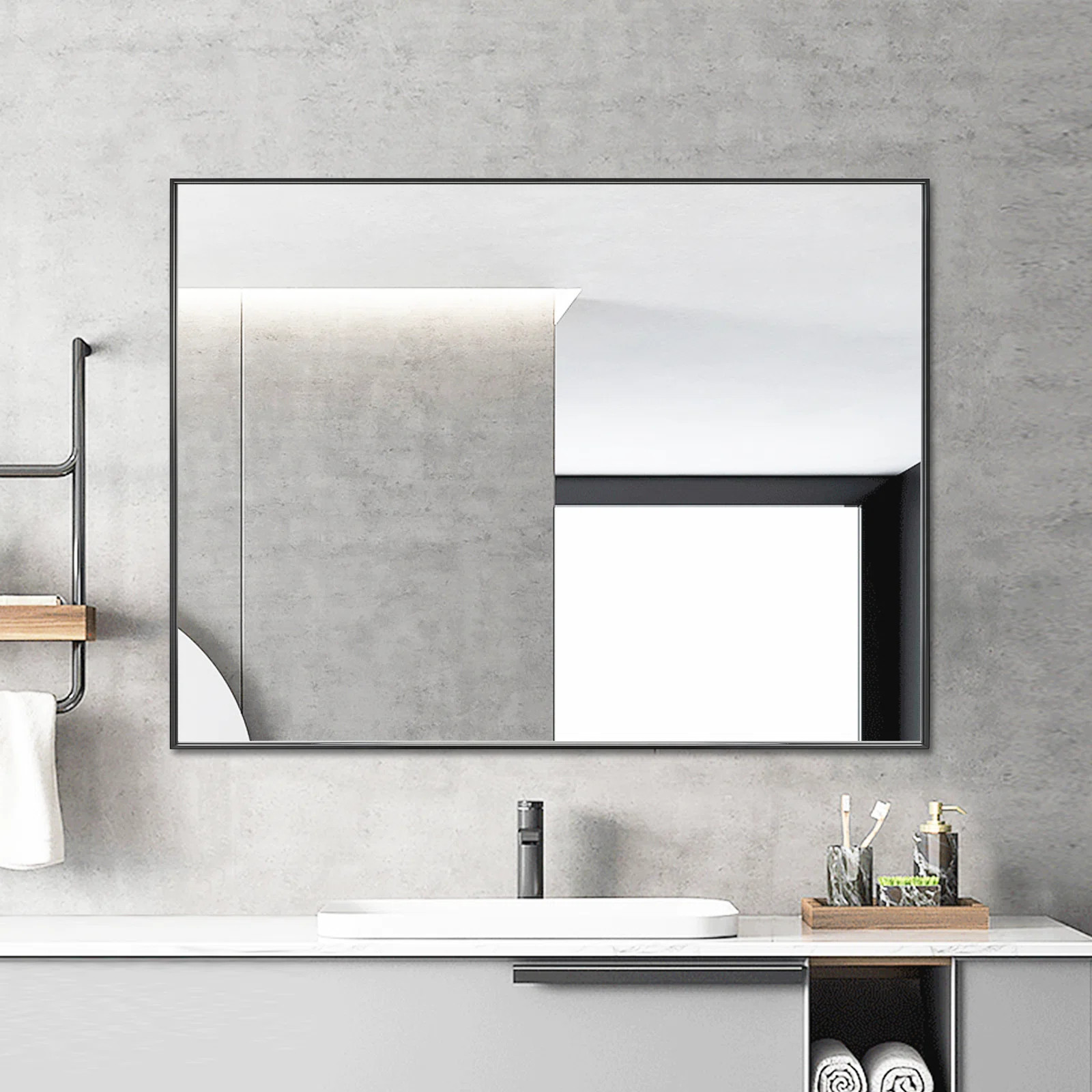 Modern & Contemporary Metal Framed Rectangle Wall Mirror Bathroom / Vanity Mirror | Wayfair North America
