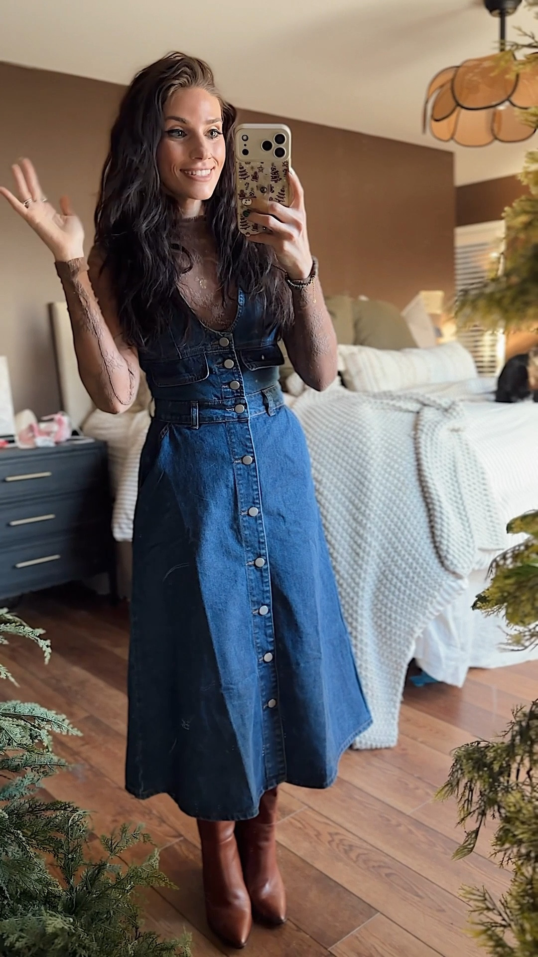 Christmas service is today so dressing up a bit more. Got this denim dress off @cider for our upcoming trip to Italy but I thought it would be adorable for church today with an added layer for modesty and cold weather wearability. Added my favorite @stevemadden knee high boots for a final touch 🤍

#LTKSeasonal #LTKPetite #LTKHoliday