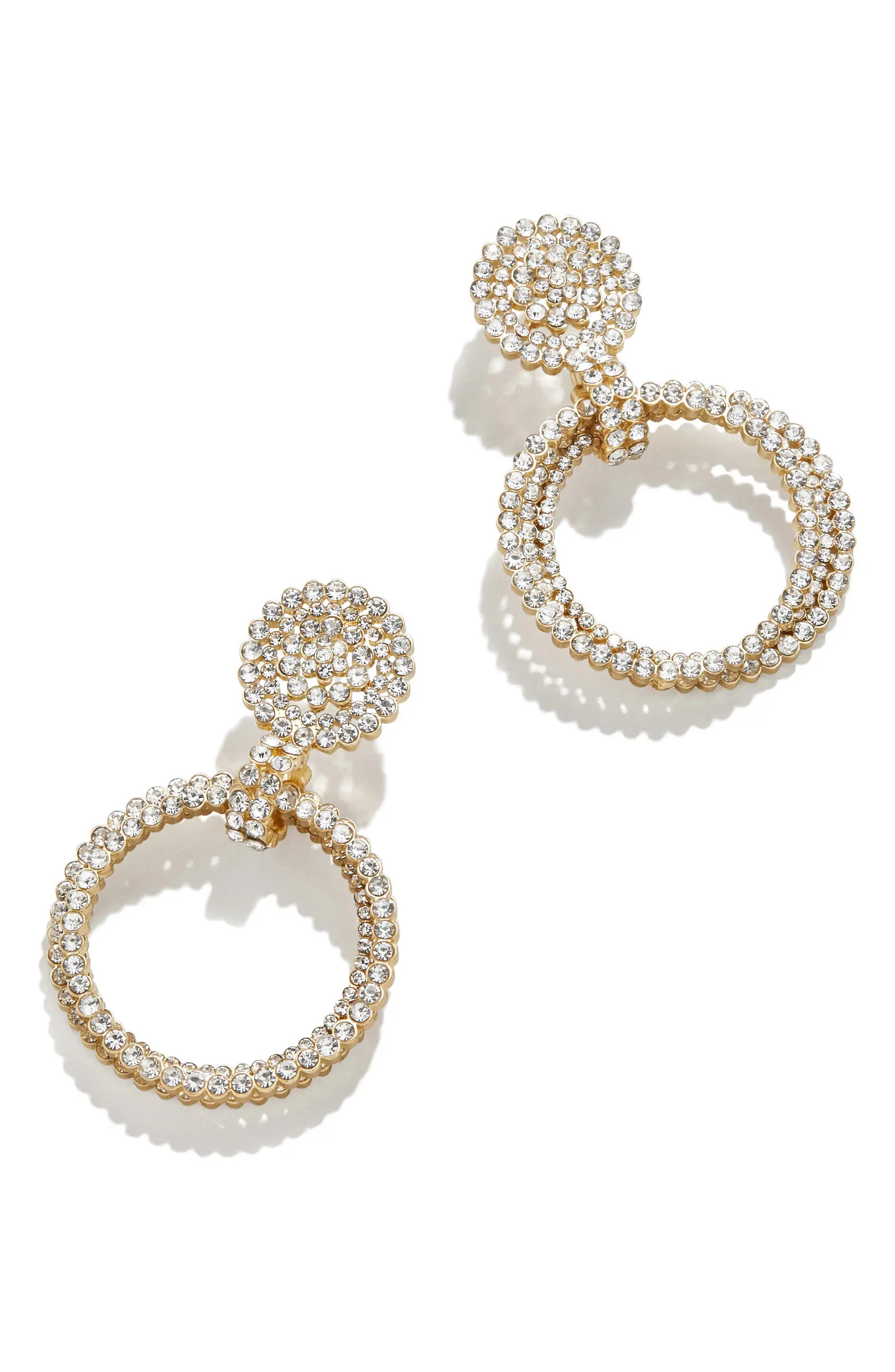 Pavé Crystal Frontal Hoop Earrings | Nordstrom