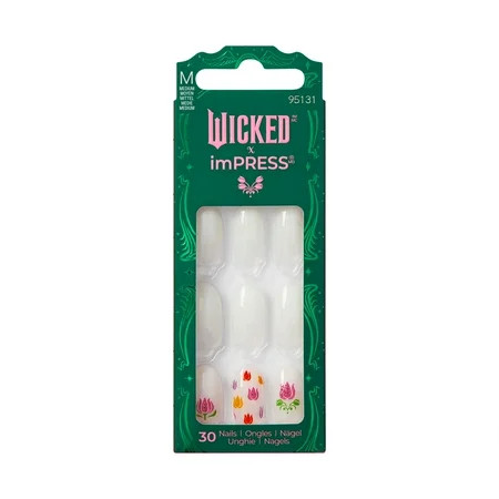 KISS imPRESS Press on Nails, Design Wicked x imPRESS, Beautifical, White, Medium Oval, 30 Count | Walmart (US)