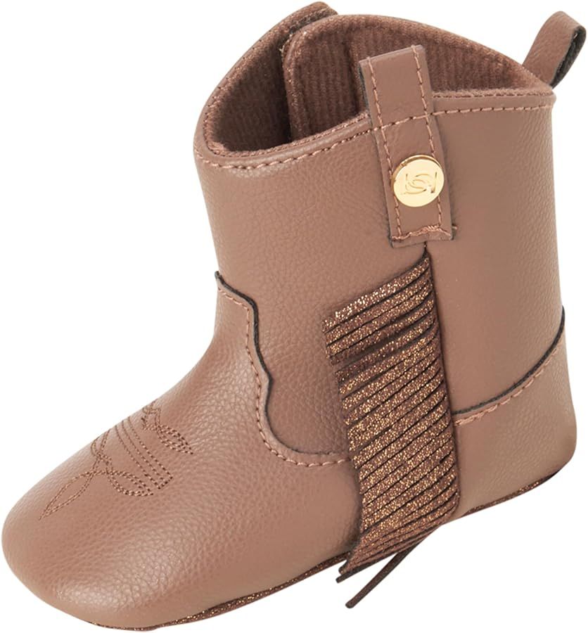 bebe Baby Girls' Boots - Soft Sole Western Cowboy Booties - Pre-Walker Cowgirl Crib Shoes for Inf... | Amazon (US)