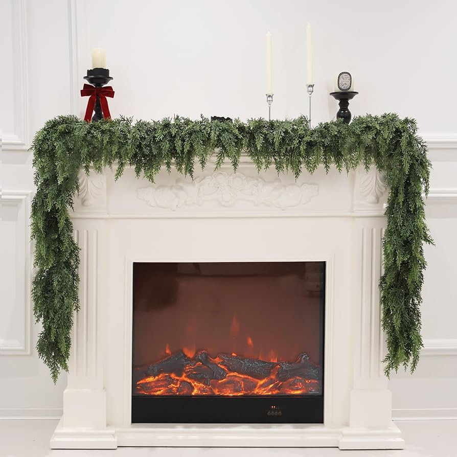 9FT Artificial Cedar Garland for Christmas Decoration - Realistic Winter Greenery Garland for Man... | Amazon (US)