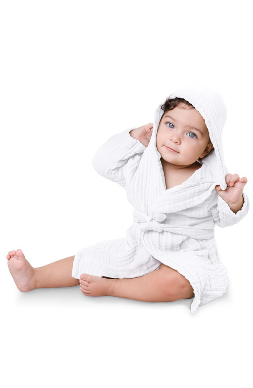 Comfy Cubs Muslin Bath Robe for Baby and Toddler in White at Nordstrom, Size 18-24M | Nordstrom