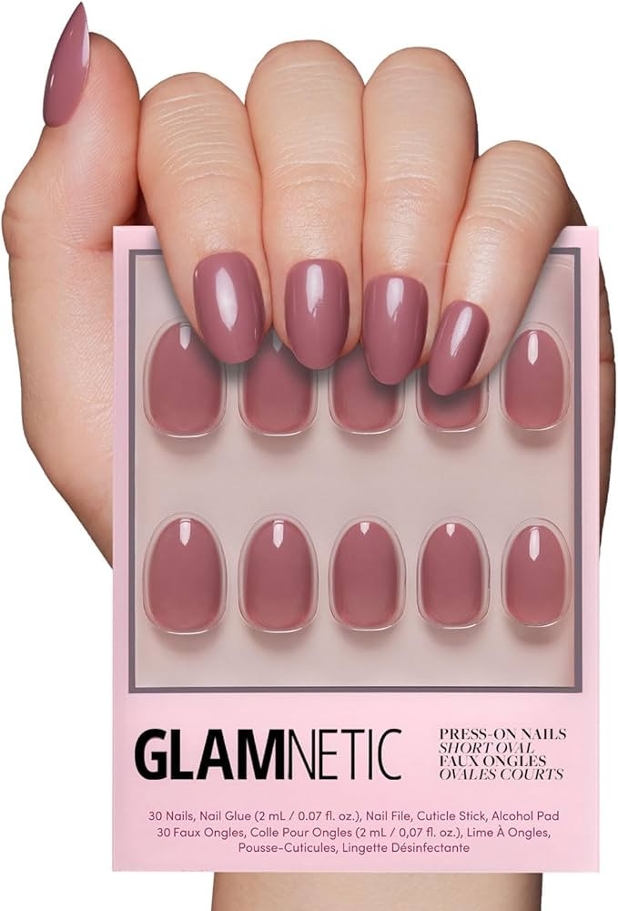 Glamnetic Press On Nails - Fall Mauve | Opaque Muted Blush Mauve Short Oval False Nails, Reusable... | Amazon (US)