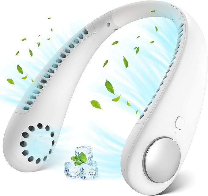 Neck Fan, Portable Hanging Bladeless Mini Fan with 360° Airflow, 3-Speed Hands-Free Personal Fan... | Amazon (UK)