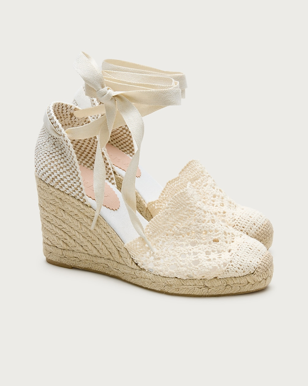 Made-in-Spain espadrille lace-up wedges with crochet | J. Crew US