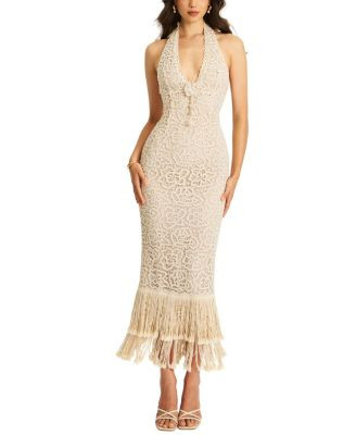 Miss Circle Faelyn Double Fringe Crochet Halter Maxi Dress | Bloomingdale's (US)