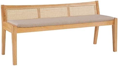 Amazon.com: Powell Furniture Linon Memphis Rattan Cane Wood Bench with Back in Beige : Home & Kitche | Amazon (US)