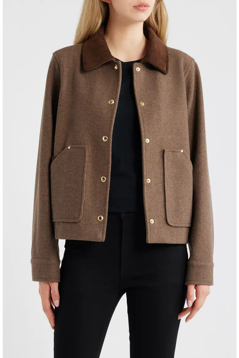 Corduroy Trim Jacket (Women) | Nordstrom | Nordstrom