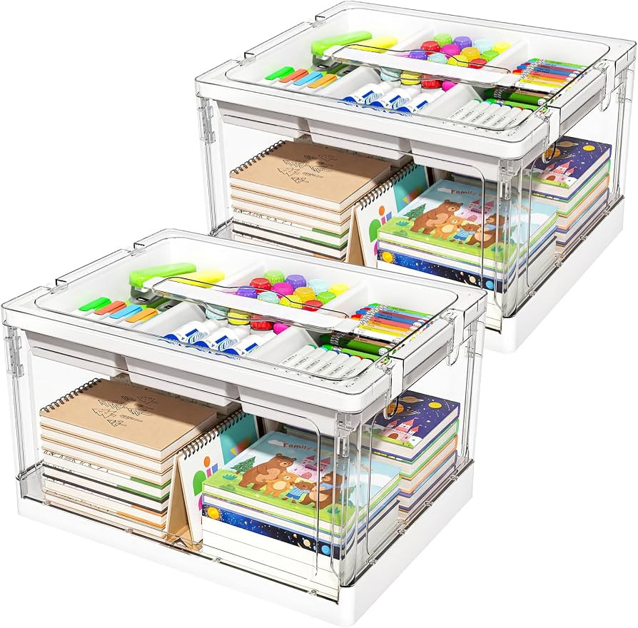24QT 2Packs Clear Craft Organizers and Storage with Trays, Art Supply Organizer and Storage, Craf... | Amazon (US)