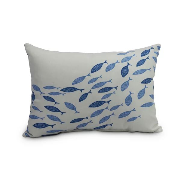 Simply Daisy, 14" x 20" Escuela Blue Decorative Coastal Outdoor Pillow | Walmart (US)