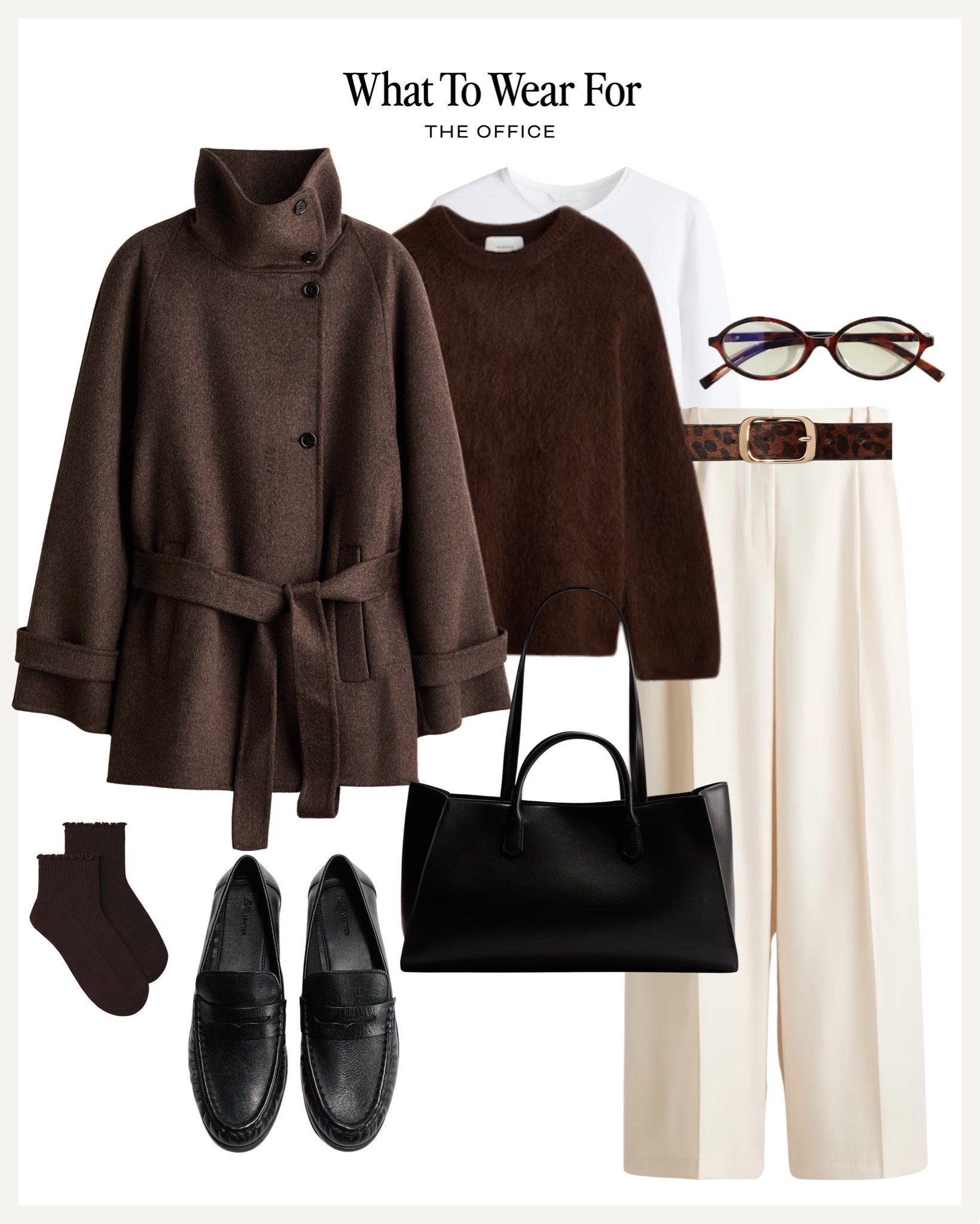 The office 💻 15% off the full H&M look 🫶

Tailored trousers, brown coat, mohair knit, neutral style, black loafers, workwear

#LTKautumn #LTKworkwear