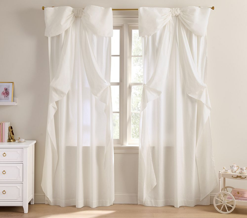 LoveShackFancy Oversized Bow Light-Filtering Curtain | Pottery Barn Kids