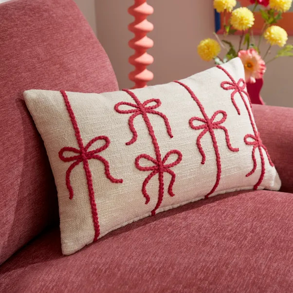 Bow Cotton Square Cushion | Dunelm