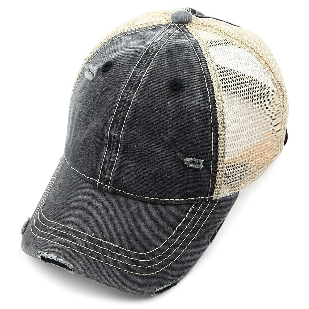 C.C Hatsandscarf Exclusives Washed Distressed Cotton Denim Ponytail Hat Adjustable Baseball Cap (... | Amazon (US)