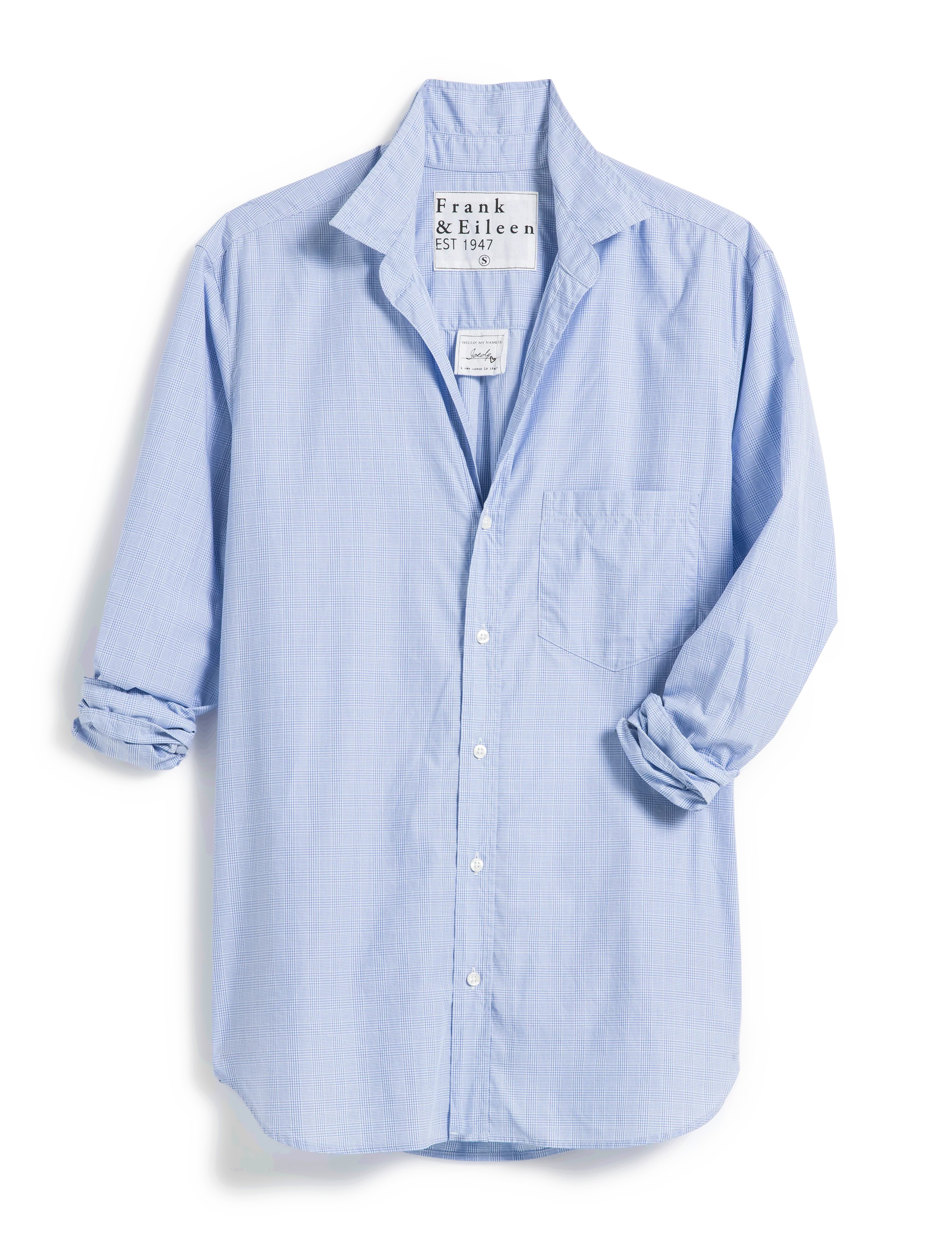 JOEDY Blue Micro Check, Classic Poplin | Frank & Eileen