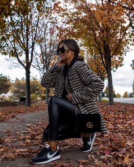 Casual fall outfit
Anine bing houndstooth blazer on sale
Commando faux leather leggings
Nike daybreak sneakers
Gucci bag 

#LTKfindsunder100 #LTKsalealert #LTKSeasonal