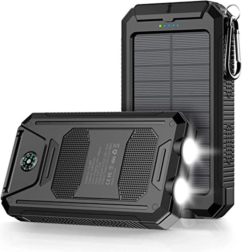 Mregb Power Bank,Solar Charger,36800mAh 5V3.1A QC 3.0 Dual 2 USB Port Built-in Powerful Flashlight IPX7(Black) | Amazon (US)