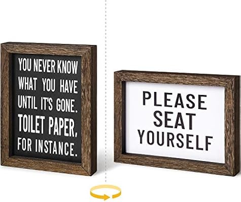 Mkono 1 Pack Farmhouse Bathroom Signs Decor Rustic Wooden Box Sign Funny Bathroom Accessories Dec... | Amazon (US)