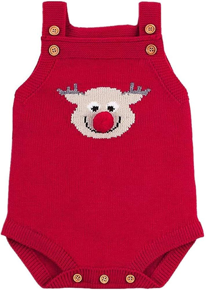 hunan Infant Newborn Outfit Baby Boy Girl Knitted Romper Bodysuit Straps Sleeveless Pompom Jumpsu... | Amazon (US)