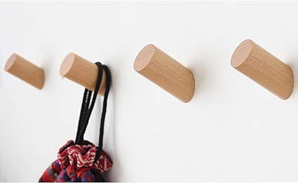 Wood Wall Hooks, 4 Pack Coat Hooks Wall Mounted | Felidio Rustic Wooden Hooks Heavy Duty Robe Hoo... | Amazon (US)