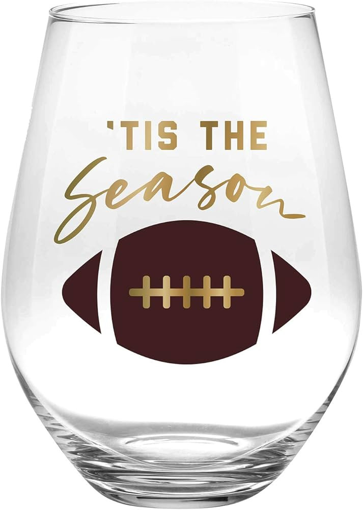 Slant Collections Football Themed Jumbo Stemless Wine Glass, 30-Ounce, Tis the Season | Amazon (US)