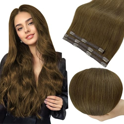 Full Shine Invisible Clip in Hair Extensions Human Hair Medium Brown Extensions Clip in 3 PCS 18 Inch Brown Remy Human Hair Extension Clip ins Silky Natural Hair 60 Grams | Amazon (US)