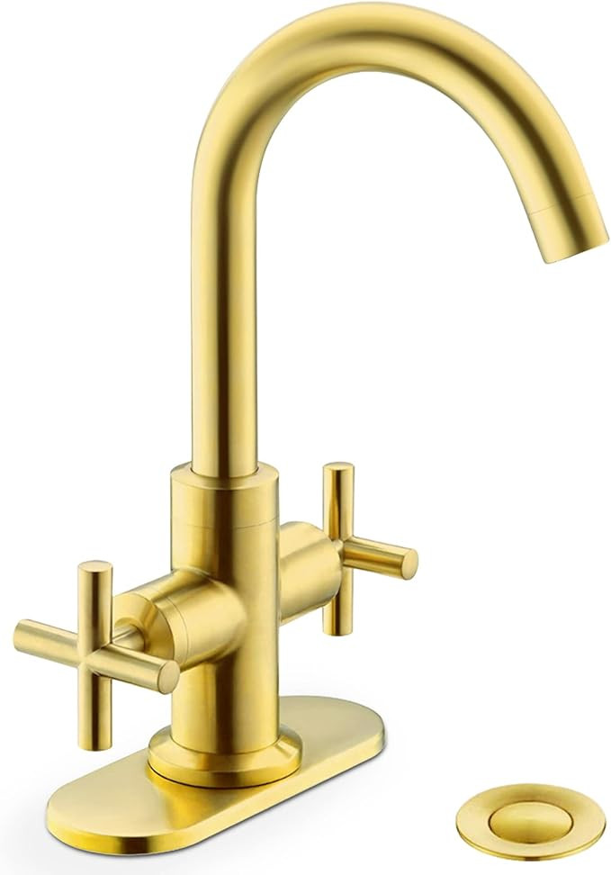 Brushed Gold Bathroom Sink Faucet, 4 Inch Centerset RV Bathroom Faucet, Fit for Single or 3 Hole,... | Amazon (US)
