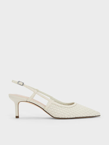 White Woven Slingback Pumps | CHARLES & KEITH UK | Charles & Keith UK