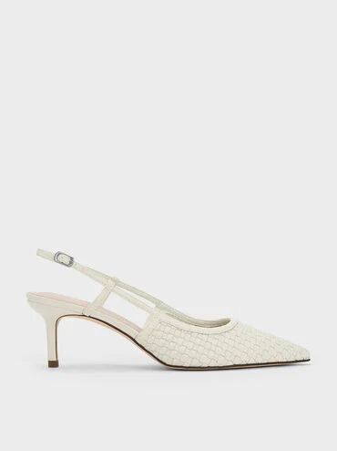 Woven Slingback Pumps
 - White | Charles & Keith UK