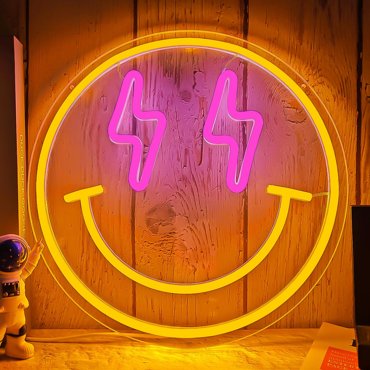 Smile Face Neon Sign Smile Neon Signs for Wall Decor Dimmable Neon Lights Smile Face Led Sign Hap... | Amazon (US)